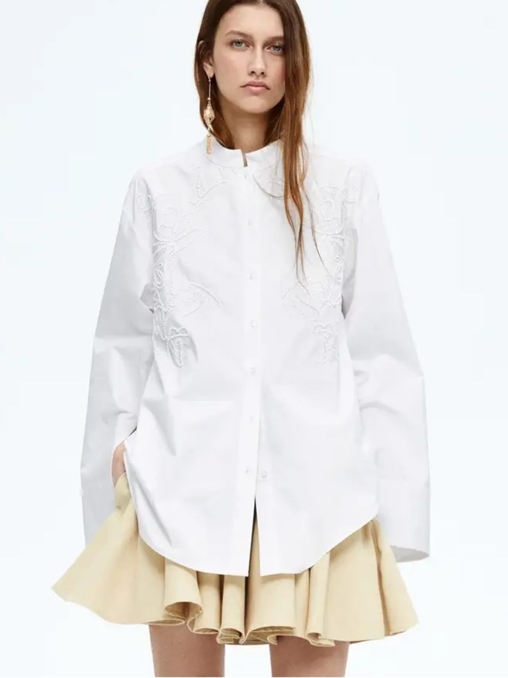 H&M Edition Limited Edition Embroidered Cotton Oversized Shirt Size S